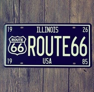 K102 新品◆アメリカン雑貨 ROUTE66 ナンバープレート型 ブリキ看板 ブラック おしゃれ かっこいい インテリアに ビンテージ レトロ