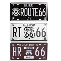 K109 新品◆３枚セット アメリカ雑貨 ROUTE66 ナンバープレート型 ブリキ看板 おしゃれ かっこいい インテリアに レトロ ビンテージ_画像1