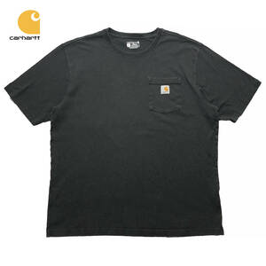 USA 古着 カーハート ルーズフィット コットン ワーク ポケット付き クルーネック Tシャツ メンズL ブラック 黒色 Carhartt 中古 BA2403