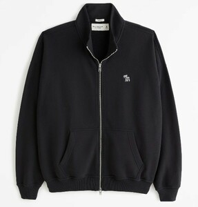 アバクロ*Abercrombie&Fitch*US:XXL/ブラック/アイコン裏フリースフルジップ 