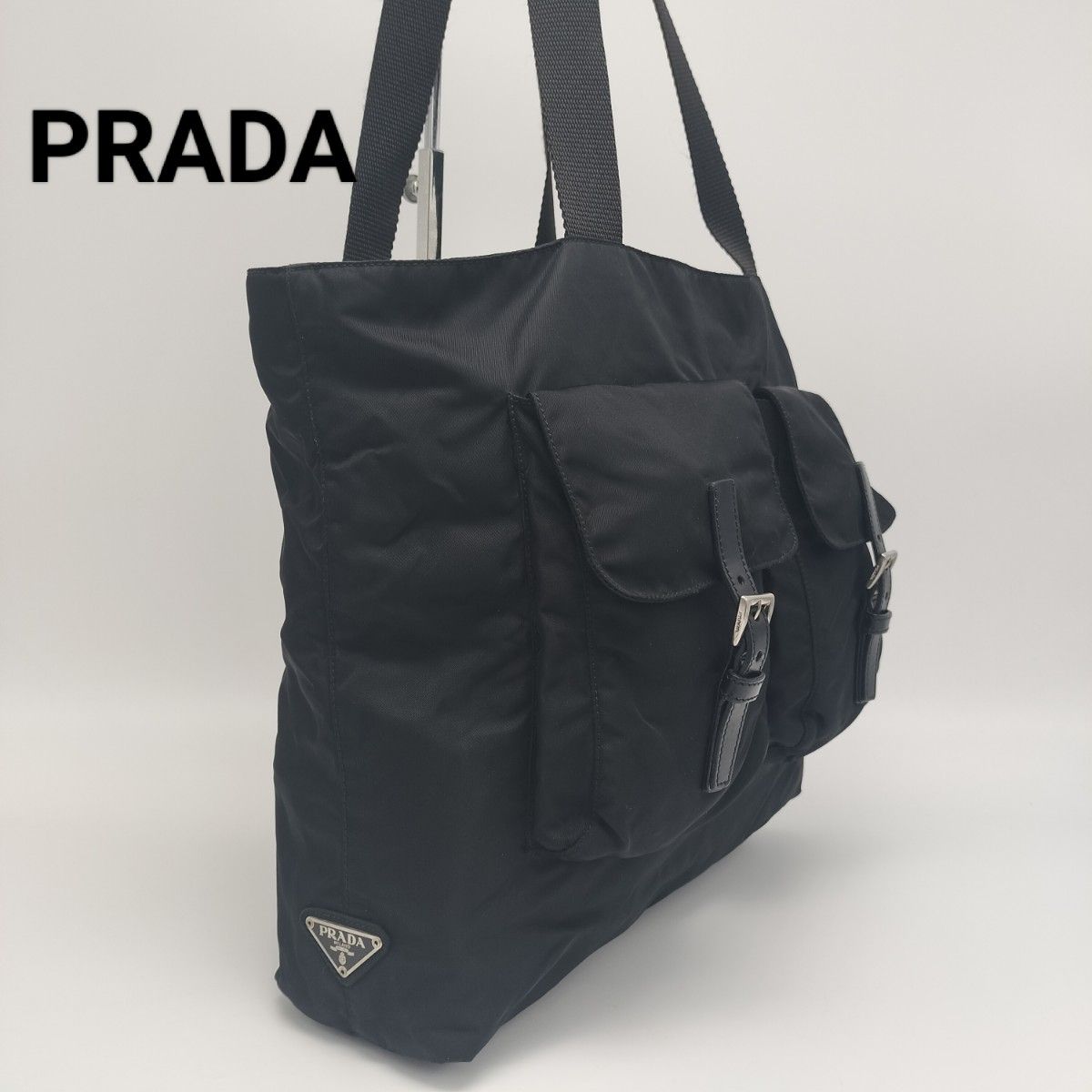 正規品 PRADA リモンタナイロントートバッグ ブラック 31x25x11cm 