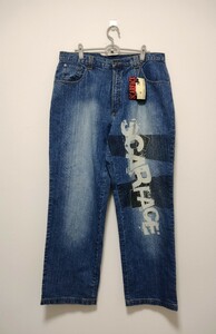 [ dead stock ] new goods tag attaching Scarface clothing company baggy pants 40 -inch Denim jeans scarf . chair movie 