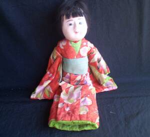 昭和初期 市松人形 女の子 48cm 作者名あり/路 日本人形 雛祭り 昭和レトロ お座り人形