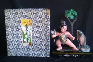 金太郎 まさかり 鯉 松 裸金太 日本人形 端午の節句 五月人形 土人形 木製台付 化粧箱
