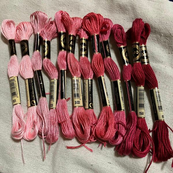 刺繍糸 まとめて　ピンク　レッド　ローズ　赤　グラデーション　25番　刺しゅう糸