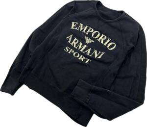 EMPORIO ARMANI ☆ ブランド ロゴ プリント ブラック スウェット シャツ トレーナー レディース L エンポリオアルマーニ スポーツ■BM76