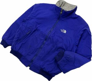 THE NORTH FACE ☆ ブルー グレー シェルジャケット 裏フリース ウォームアップ ジャケット M アウトドア オールド ノースフェイス■F226