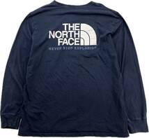 THE NORTH FACE ☆ 両面 ロゴ プリント◎ ロンT 長袖 Tシャツ ネイビー XL アウトドア デイリー ストリート 人気 ノースフェイス■AA276_画像3