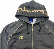 Champion ☆ スポーツジャケット ジップアップ パーカー ブラック M ランニング スポーツ トレーニング 人気 定番 チャンピオン■BK128_画像4