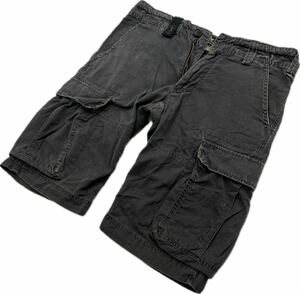 ALPHA Industries ☆ カーゴ ショートパンツ ショーツ L 渋い風合い◎ ダークグレー ミリタリー アメカジ ストリート アルファ■Ja7214