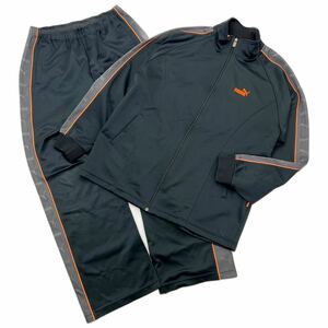 PUMA ☆ 日本製 ダークネイビー オレンジライン ジャージ セットアップ 上下 ジャケット パンツ O トレーニング ランニング プーマ■A326