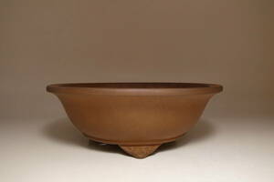 □中国宜興（張氏製陶）朱泥外縁雲脚丸鉢14.8×5.2cm