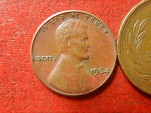 外国・USA／リンカーン１セント黄銅貨（1964年）　240131