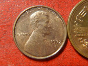 外国・USA／リンカーン１セント黄銅貨（1972年D）　240205