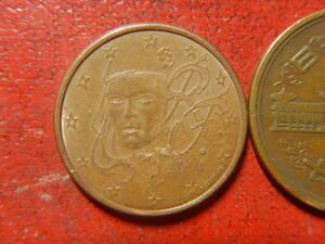外国・フランス／５ユーロセント銅張りスチール貨（2014年）　240221