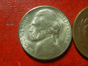 外国・USA／ジェファーソン５セント低品位銀貨（1945年S）　24022102イ