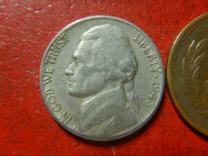 外国・USA／ジェファーソン５セント白銅貨（1948年S）：発行枚数1,130万枚　24022102