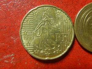 外国・フランス／２０ユーロセント黄銅貨（1999年）　240229