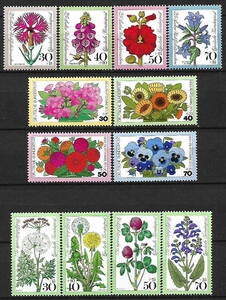 ★1974-1977年 -ドイツ-かわいい切手 「花」4種完+4種完+4種完 未使用(MNH)★VD-504