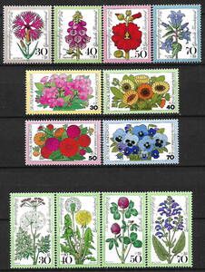 ★1974-1977年 -ドイツ-かわいい切手 「花」4種完+4種完+4種完 未使用(MNH)★VD-510