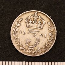 KM#813/イギリス ジョージ5世 3ペンス銀貨（1921）1.41g、16mm[3589]コイン_画像2