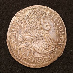 KM#1185/オーストリア帝国 レオポルド1世 6クロイツァー銀貨（1690）約25mm[3614]コイン
