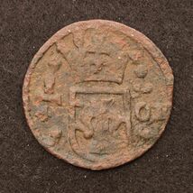 スウェーデン 1/4オーレ銅貨（1600年台）[3741]コイン_画像1