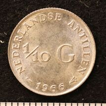 KM#3/オランダ領アンティル 1/10グルデン銀貨（1966）1.4g、15mm[3792]コイン_画像2