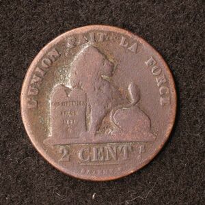 ベルギー 2サンチーム銅貨（1870）[E2966]コイン　