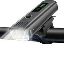 自転車ライト 光センサー搭載 4段階照明モード USB充電式 LED懐中電灯兼用_画像1