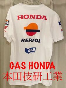 新品タグ付き GAS HONDA ホンダ レーシング REPSOL レプソル HRC ガスレーシング Tシャツ XL 白　ホワイト