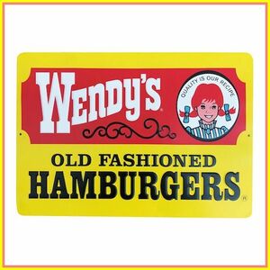 【ウェンディーズ】wendy's/ハンバーガー/エンボス/ブリキ/看板/スクウェア