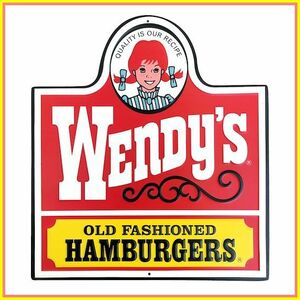 【ウェンディーズ】wendy's/ハンバーガー/エンボス/ブリキ/看板/ダイカット