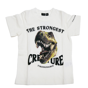 新品タグ付き100cm ティラノザウルス半袖Tシャツ ホワイト ティラノザウルス 2323821 男の子 ディノ ダイナソー 恐竜 怪獣 当店オリジナル
