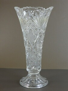 B◇クリスタルガラス ガラス製 花瓶 花器 花入 フラワーベース 高さ約24.5㎝