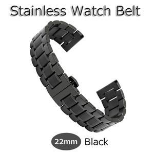  wristwatch belt stainless steel band belt exchange 22mm black men's lady's adjustment possibility bow can push type buckle waterproof exclusive use tool attaching 