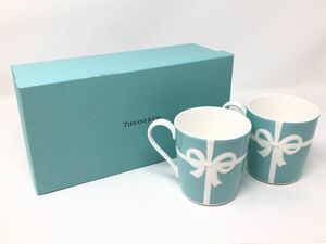 未使用品【TIFFANY&Co】ティファニー　ペアマグカップ　 ブルーボックス　 ブルーリボン　食器【いわき平店】