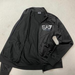 美品!!EA7 EMPORIO ARMANI トラックジャケット エンポリオアルマーニ メンズ ブルゾン ジャージ スウェット ロゴプリント 黒 ブラック M