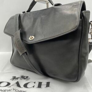 COACH コーチ オールド 6457 レザー 本革 ターンロック 2WAY ビジネスバッグ ブリーフケース シグネチャー ショルダー メンズ ブラック 黒 