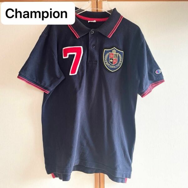 チャンピオン Champion ポロシャツ 半袖 ロゴ ワッペン Mサイズ