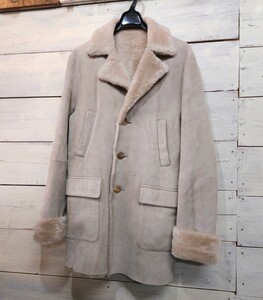  beautiful goods *EDIFICE Edifice real mouton Chesterfield coat leather jacket fur men's 48 original leather fur 