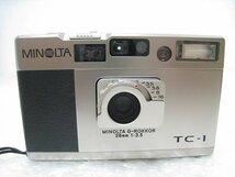 PK15553ST★MINOLTA★コンパクトフィルムカメラ ケース・ストラップ付★TC-1 G-ROKKOR 28mm 1:3.5★シャッターOK★_画像2