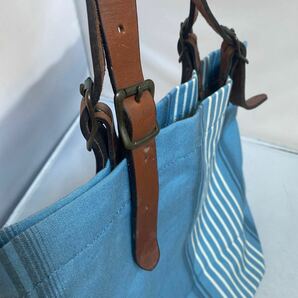 セール 即決1円 ●SAC サック レザー持ち手 & ストライプ トートバッグ 美品の画像6