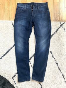 良品 G-STAR RAW ジースター ロゥ 3301 スリム ストレッチ デニムパンツ ジーパン ジーンズ W32/ インディゴ メンズ ボタンフライ