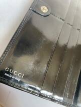 1円 ■ GUCCI グッチ エナメル レザー 二つ折り 長財布 ウォレット 札入れ 小銭入れ メンズ レディース ブラック系_画像5