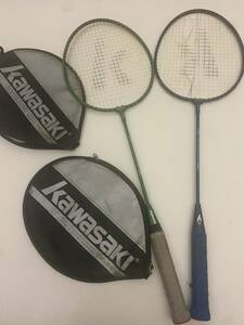  sale prompt decision 1 jpy 2 set * together KAWASAKI/ Kawasaki * badminton racket *555 * racket cover used 