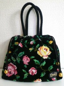 新品*未使用*FEILER*フェイラー*ゴラローズ*薔薇*花柄*手付き巾着*シュニール織*日本製