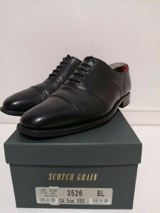 スコッチグレイン　scotchgrain　定価30000円　革靴 ビジネスシューズ ブラック　24.5cm 黒 ストレートチップ 3526