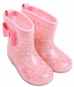 [ココマリ] 女の子 レインブーツ 長靴 レイン シューズ ブーツ 雨靴 キッズ 子供 (18-19cm フラワー)