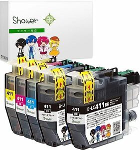 【Shower】 LC411-4PK ブラザー(brother)用 LC411 互換インク LC411BK ブラック L